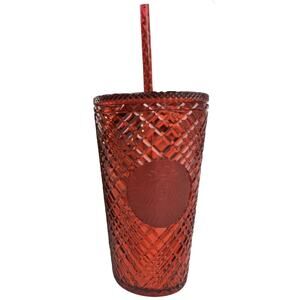 NEW Starbucks Red Holiday Tumbler Jeweled 16 oz Cold Drink Cup with Straw 2021